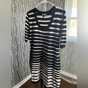 Black and white striped sweater dress